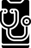 A black and white icon of a stethoscope vector