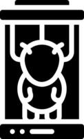A black and white icon of a man in a machine vector
