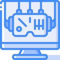 A computer monitor with a virtual reality headset on it vector