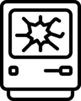 A black and white icon of a computer screen vector