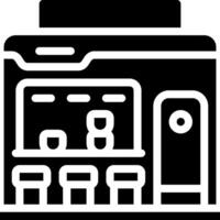 A black and white icon of a restaurant vector