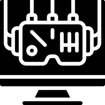 un computadora monitor con un auriculares en eso vector