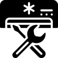 A black and white image of a wrench and a refrigerator vector
