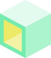 A cube with a yellow and green square vector