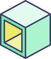 A cube with a yellow and green square inside vector