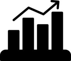 An icon of a bar graph with an arrow going up vector