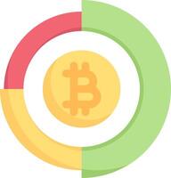 Bitcoin chart with pie chart vector