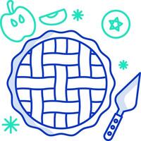 A pie with a knife and apple on it vector