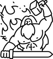 A cartoon image of a man holding a sword vector