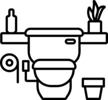 A toilet with a plant and a bottle of water vector