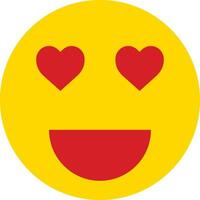 A yellow smiley face with red hearts vector