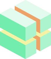 A green and orange cube with a yellow stripe vector