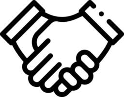 A black and white illustration of two hands shaking vector
