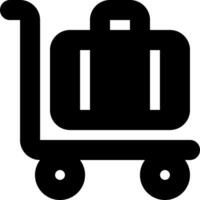 A black and white image of a suitcase on a cart vector