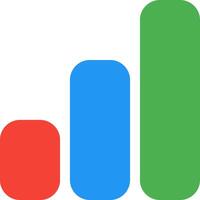 A graph with a bar chart and a green and blue bar vector
