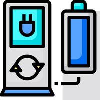 A cell phone and charger are connected to each other vector