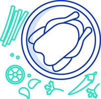 A plate with food and a knife and fork vector