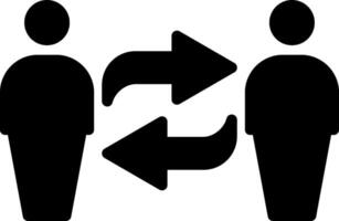 Two people are standing next to each other with arrows pointing in different directions vector
