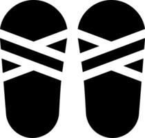 Two black flip flops with white stripes on them vector