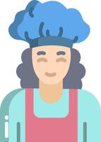 A woman wearing a chef hat and apron vector