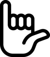 A black and white illustration of a hand with a finger up vector