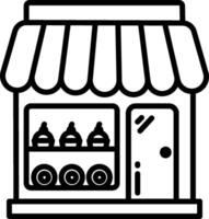 A black and white image of a store front vector