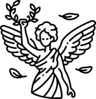An angel holding a wreath in its hand vector