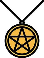 A pentagram pendant with a black star on it vector