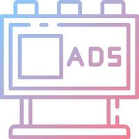 An ad on a billboard with a blue and pink outline vector