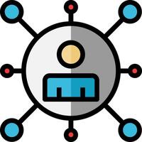 A robot is surrounded by a circle of connected dots vector