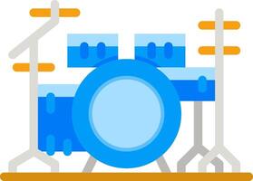 A drum set with a blue drum and a microphone vector