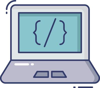 un ordenador portátil con un programación idioma en eso vector