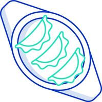 A plate with three slices of pizza vector