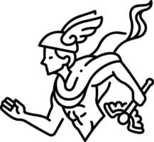 A black and white drawing of a man with a sword vector