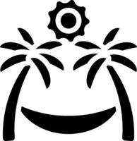 A black and white image of a palm tree and a sun vector