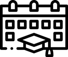 A calendar icon with a graduation cap on it vector