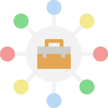 A toolbox with many different colored circles around it vector