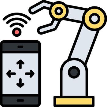 A robot and a smartphone with a wifi icon vector