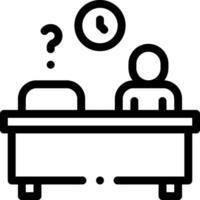 A black and white image of a person sitting at a desk vector