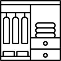 A black and white image of a cabinet with drawers vector