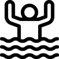 A black and white icon of a man in the water vector