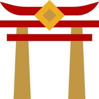 A tori gate with a gold and red border vector