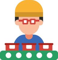 A man in a hard hat and glasses is sitting on a table vector