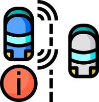 A car is driving in front of a traffic sign vector
