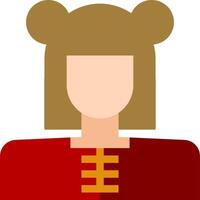 A woman in a red dress with a yellow star on her head vector