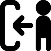 A black and white icon of a person with a arrow pointing to the right vector