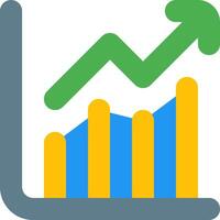A graph chart with an arrow going up vector
