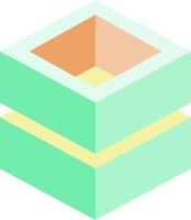 A green cube with a yellow and orange top vector
