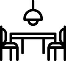 A black and white image of a dining table and chairs vector