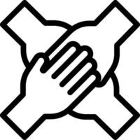 A black and white icon of two hands holding each other vector